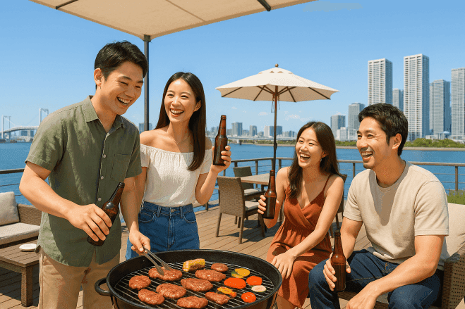 🍖豊洲⛱️東京湾を真横にテラスBBQ✨開放感バツグン⭐️女性も安心参加◎年代問わず参加歓迎⭐byトリノワ交流会